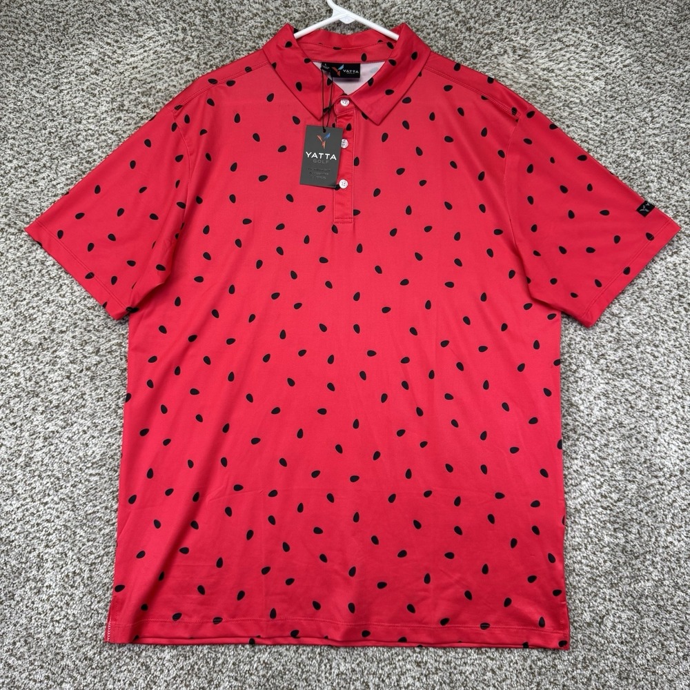 Yatta Golf Polo Shirt Men's Large Red Summer Watermelon Performance Stretch NEW